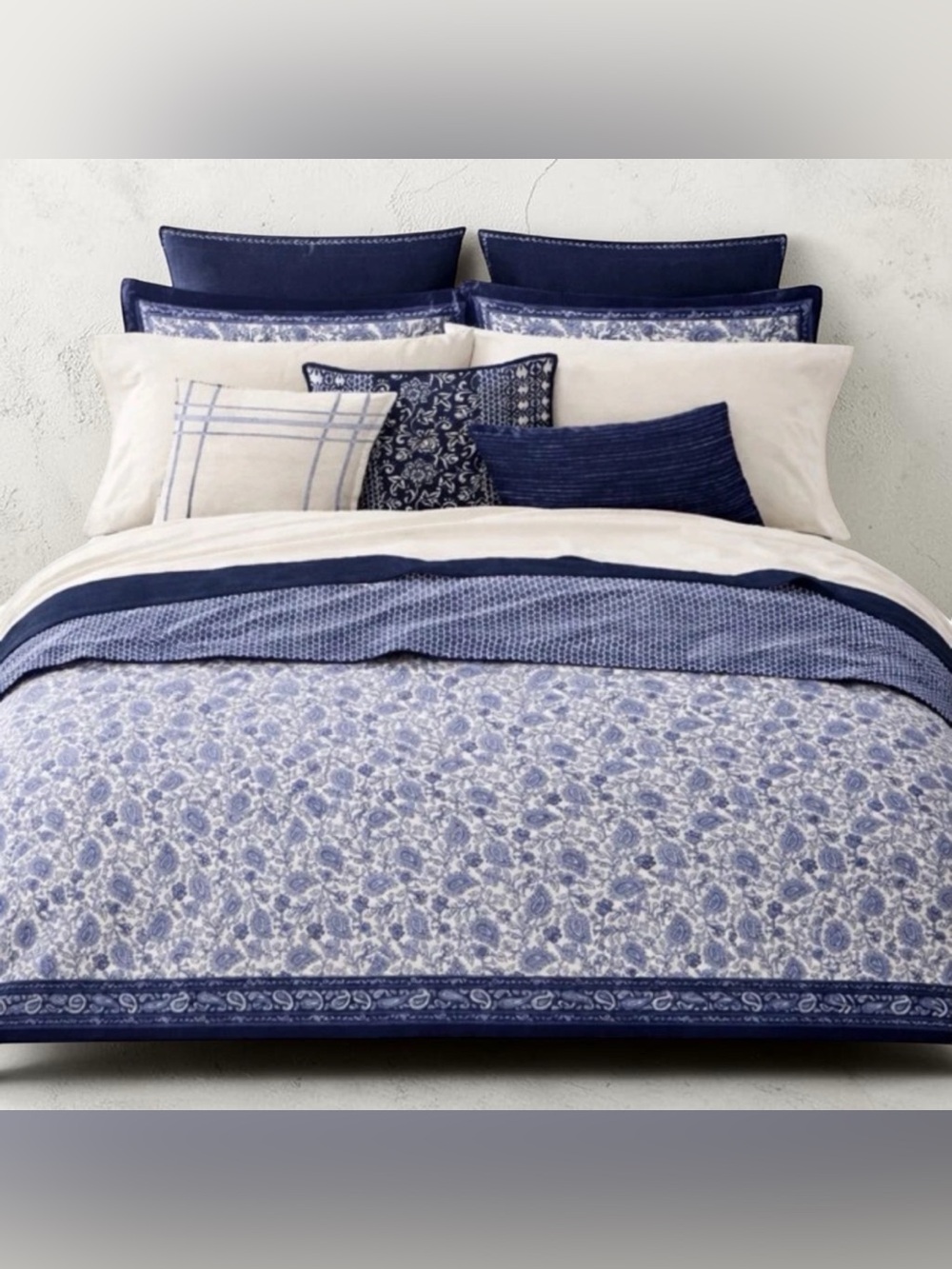 Lauren Ralph Lauren Arielle Floral Full Queen Comforter Set Cotton Navy NWT $425